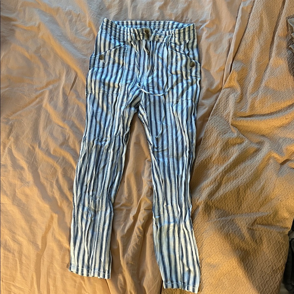 American Eagle Striped Straight ankle Leg Cotton pants
